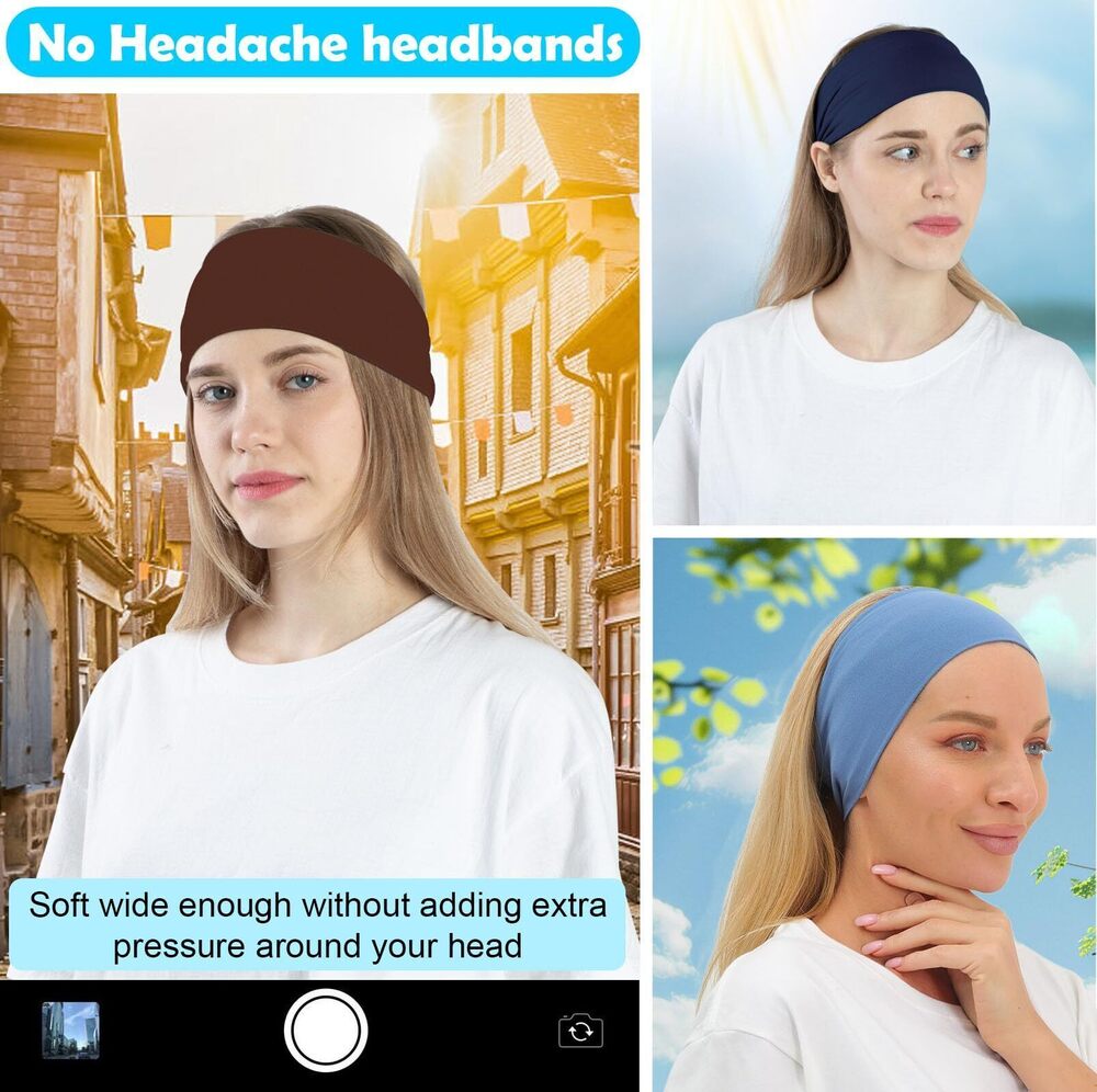 6232 10 Pack Headbands , Wide Non Slip Headbands for Workout Yoga Running - Picture 5 of 7